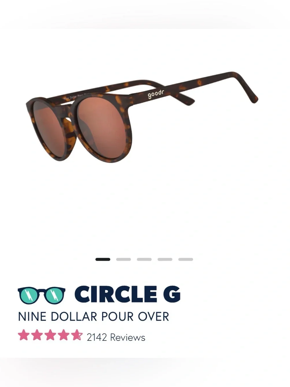 GOODR NWT Circle G sunglasses in Nine Dollar Pour Over tortoise shell brown